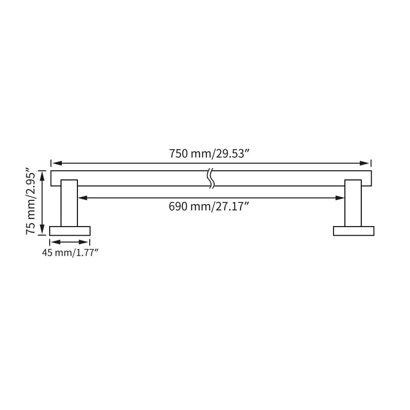 Miyili Matte Black 30" Towel Bar SUS 304 Stainless Steel Towel Holder for Bathroom or Kitchen Wall Mount - Image 2